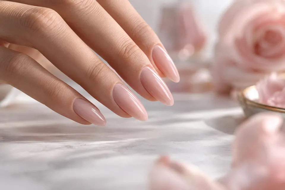Illustration de la courbe et de la surface d’ongles en gel en amande